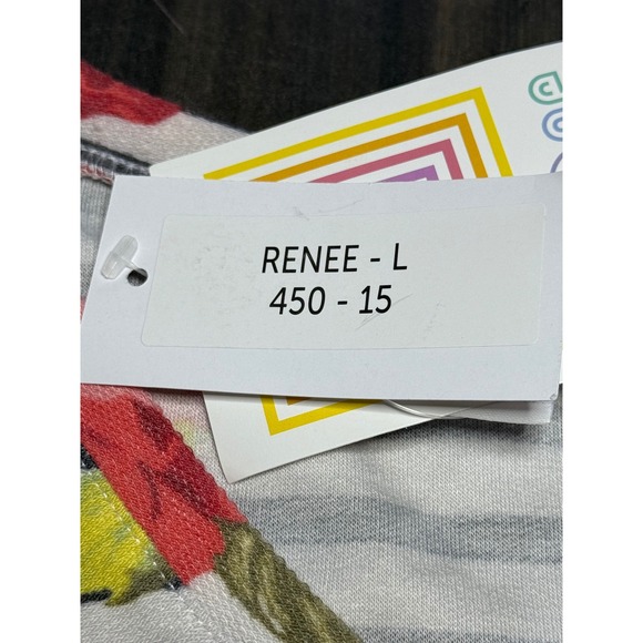 LuLaRoe Renee Top Floral Stripe V-Neck Dolman Sleeve Blouse Size L - Picture 5 of 5